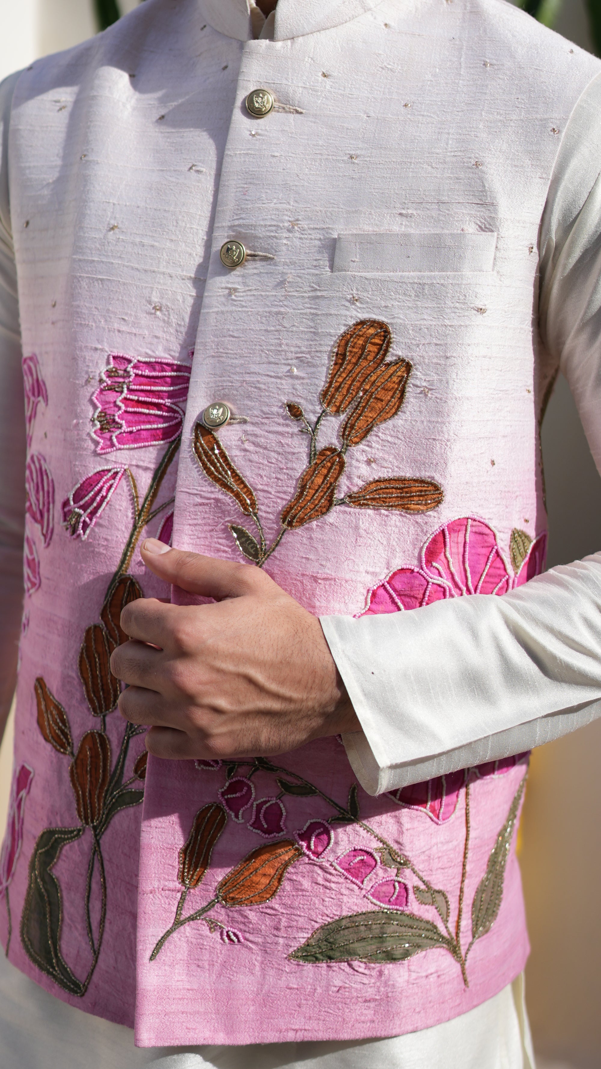 The Blush Blossom Nehru Jacket