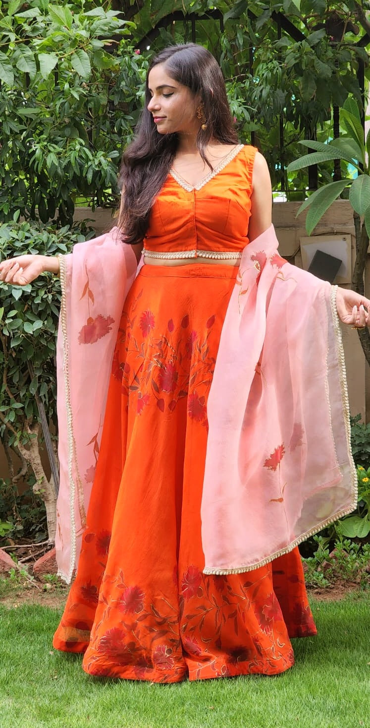 The Carnation Elegance Chiffon Lehenga