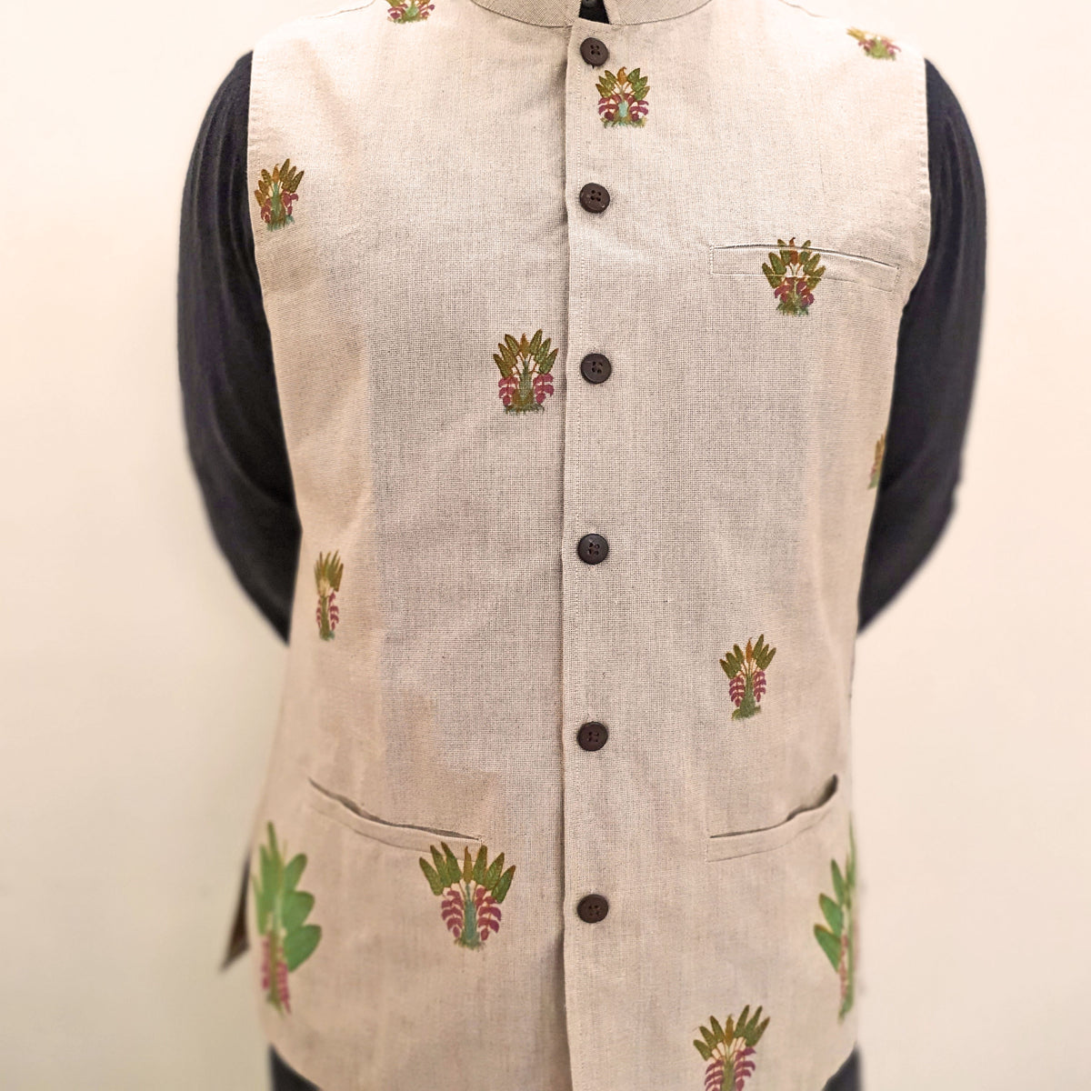 The Banana Motif Nehru Jacket