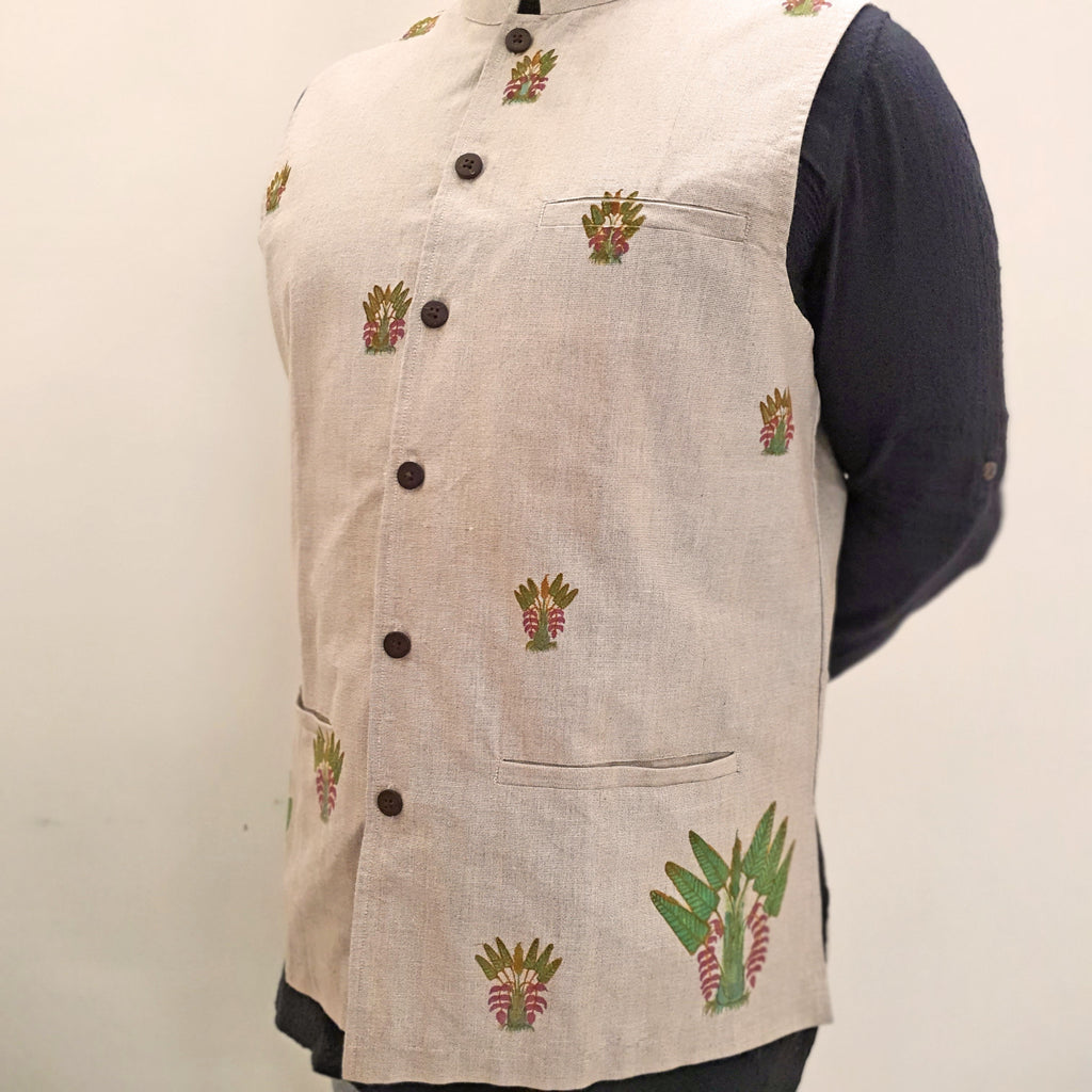 The Banana Motif Nehru Jacket