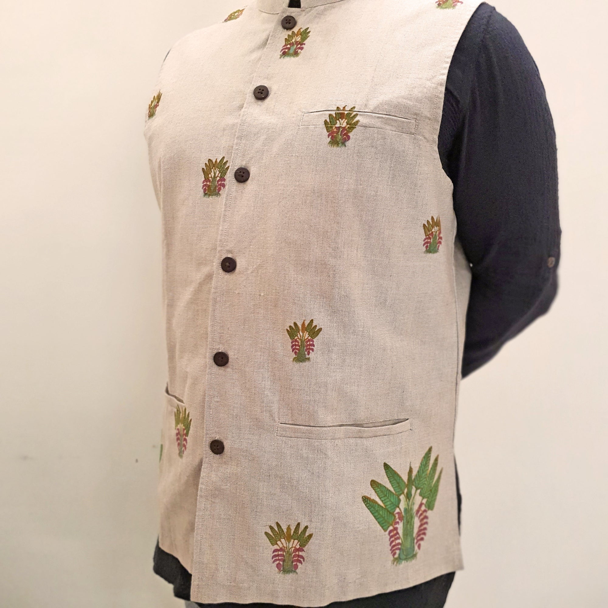 The Banana Motif Nehru Jacket