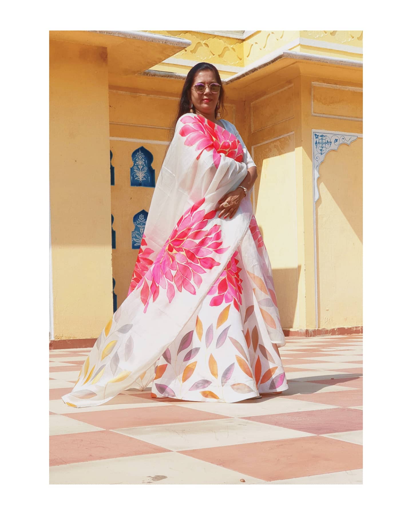 Ivory Organza Satin Lehenga