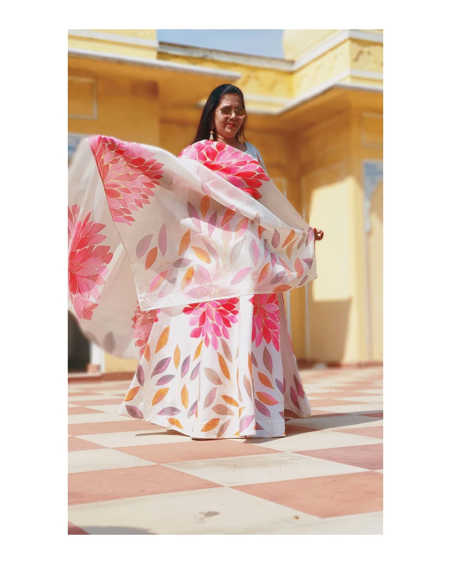 Ivory Organza Satin Lehenga