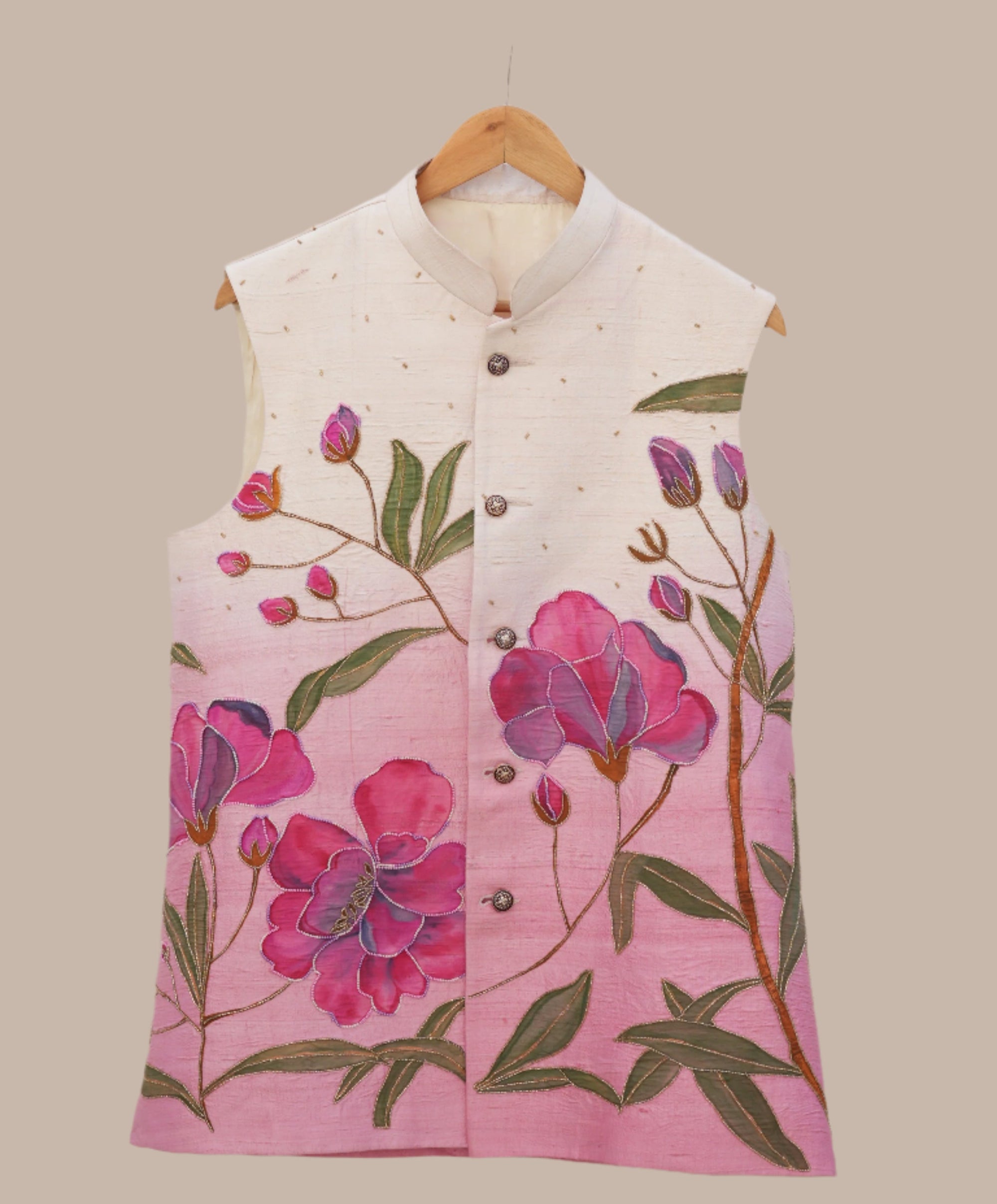 Floral-patterned fabric on a white background