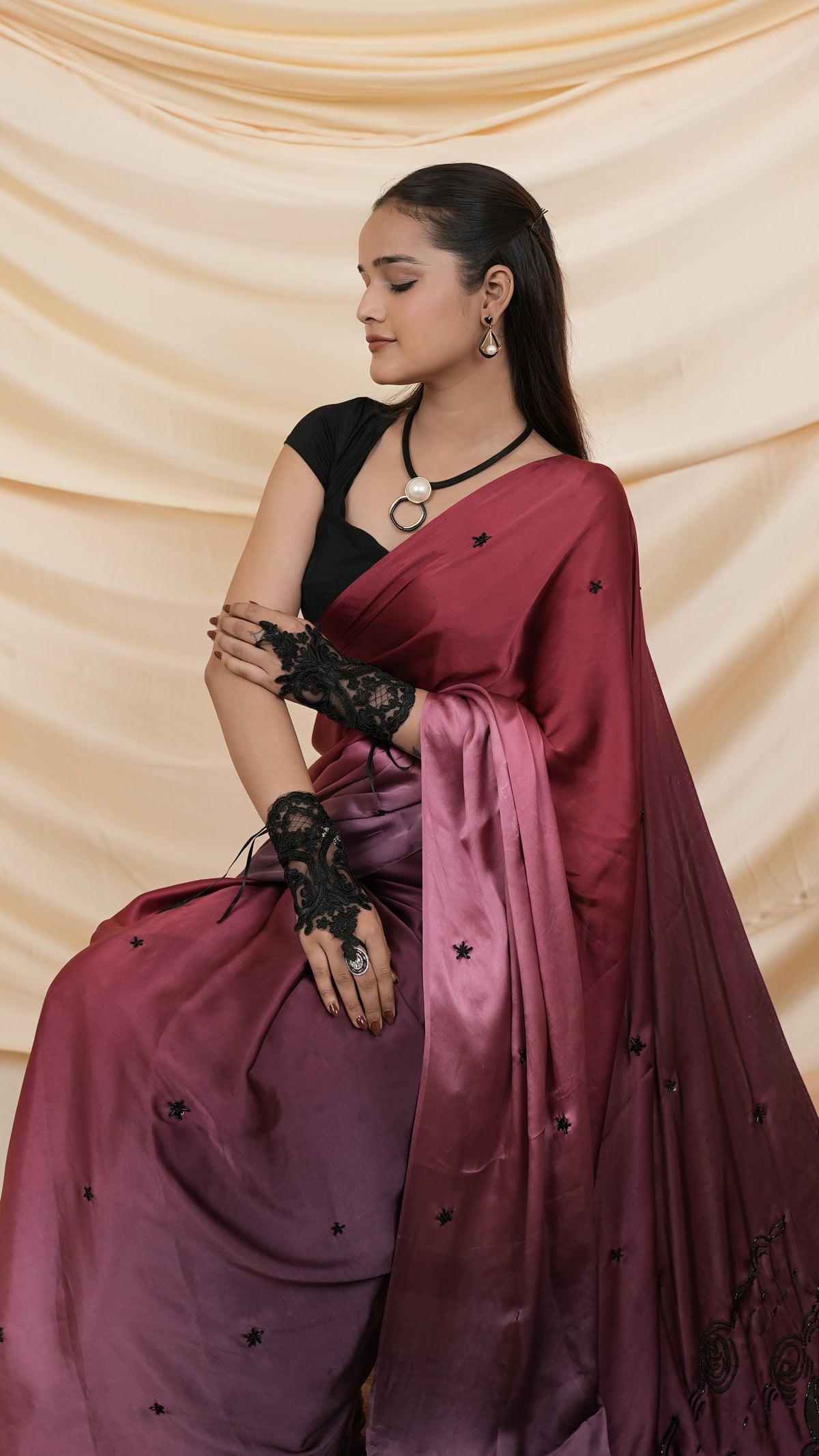 The Regal Noir Sari