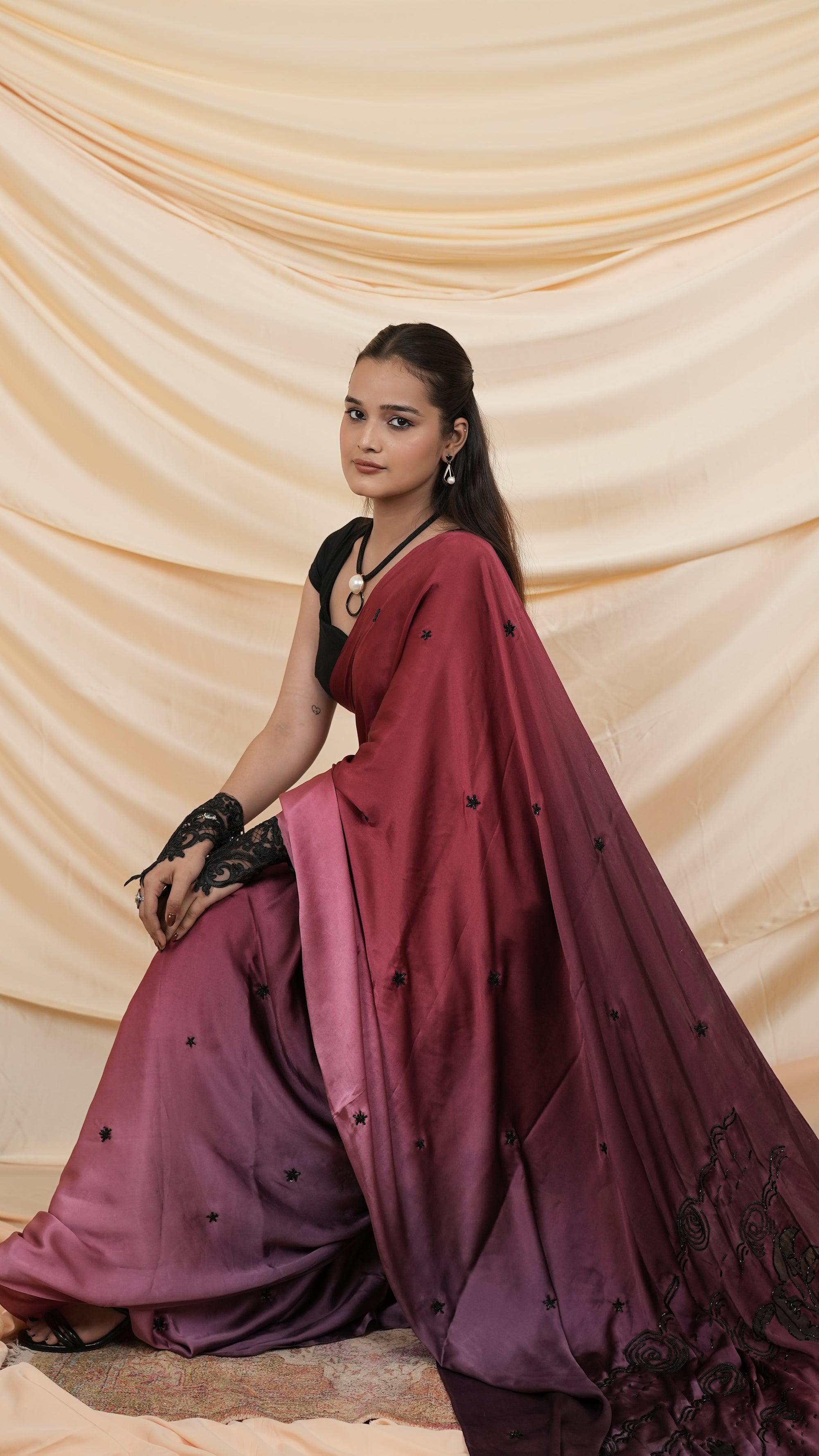 The Regal Noir Sari