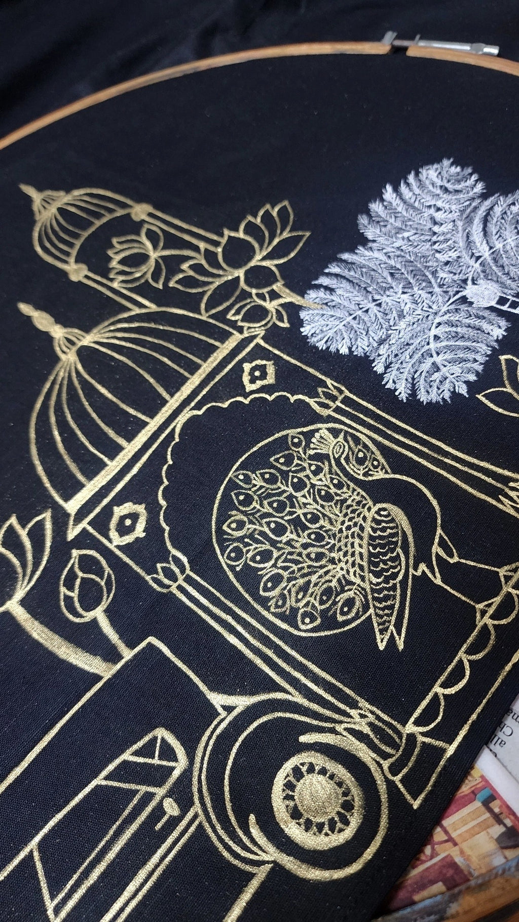 Hand painted design on black kurta