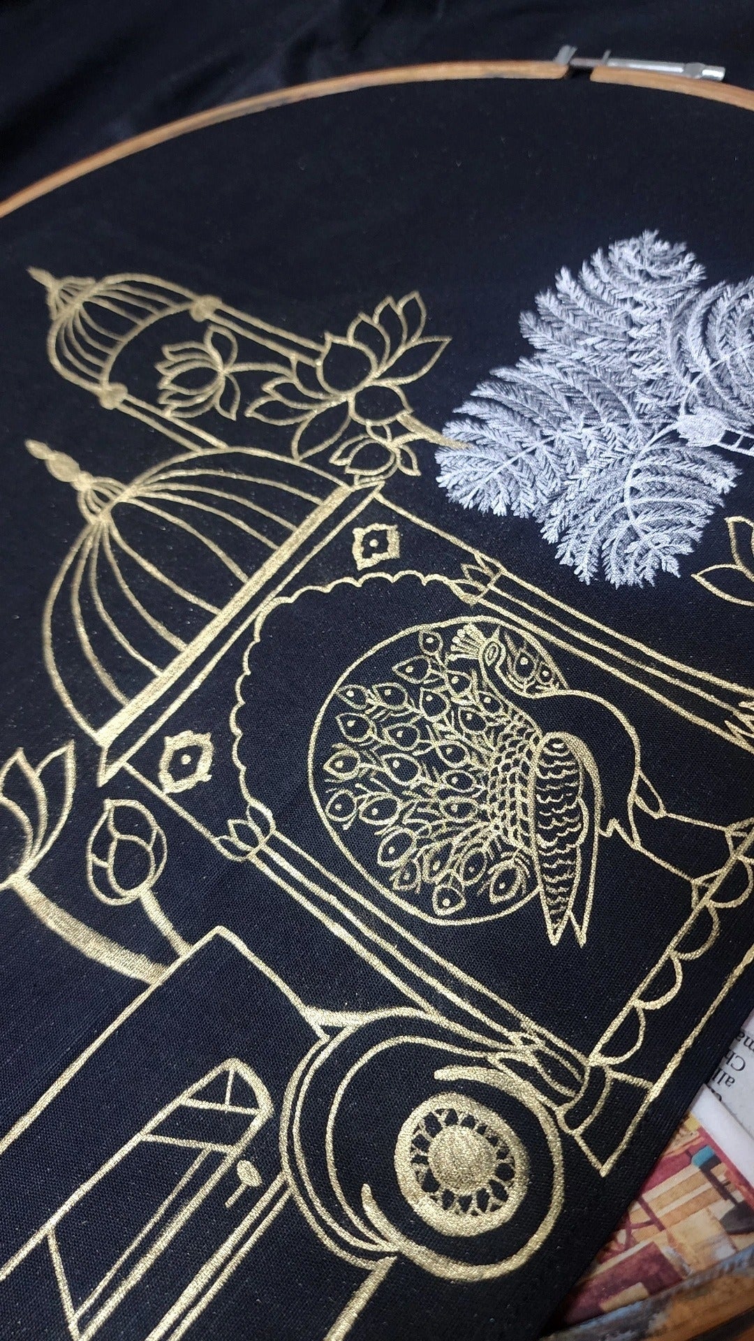 Hand painted design on black kurta